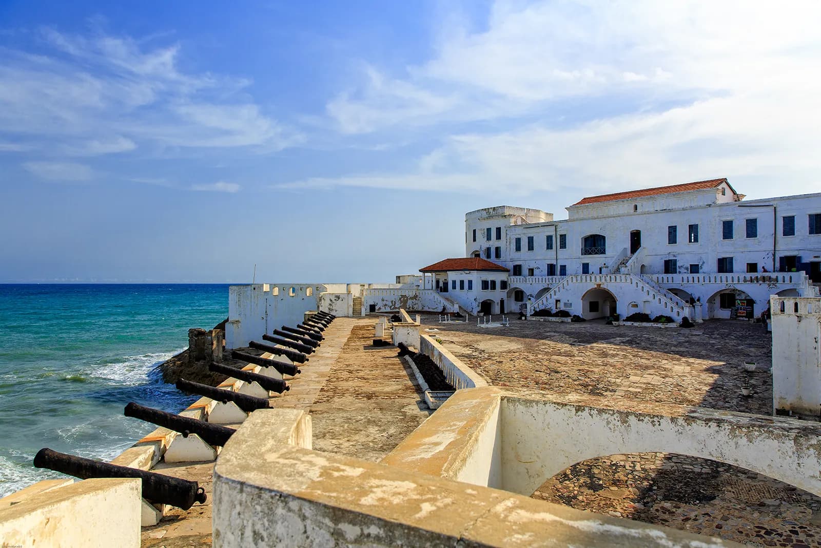 Cape Coast Castle beside the Atlantic Ocean